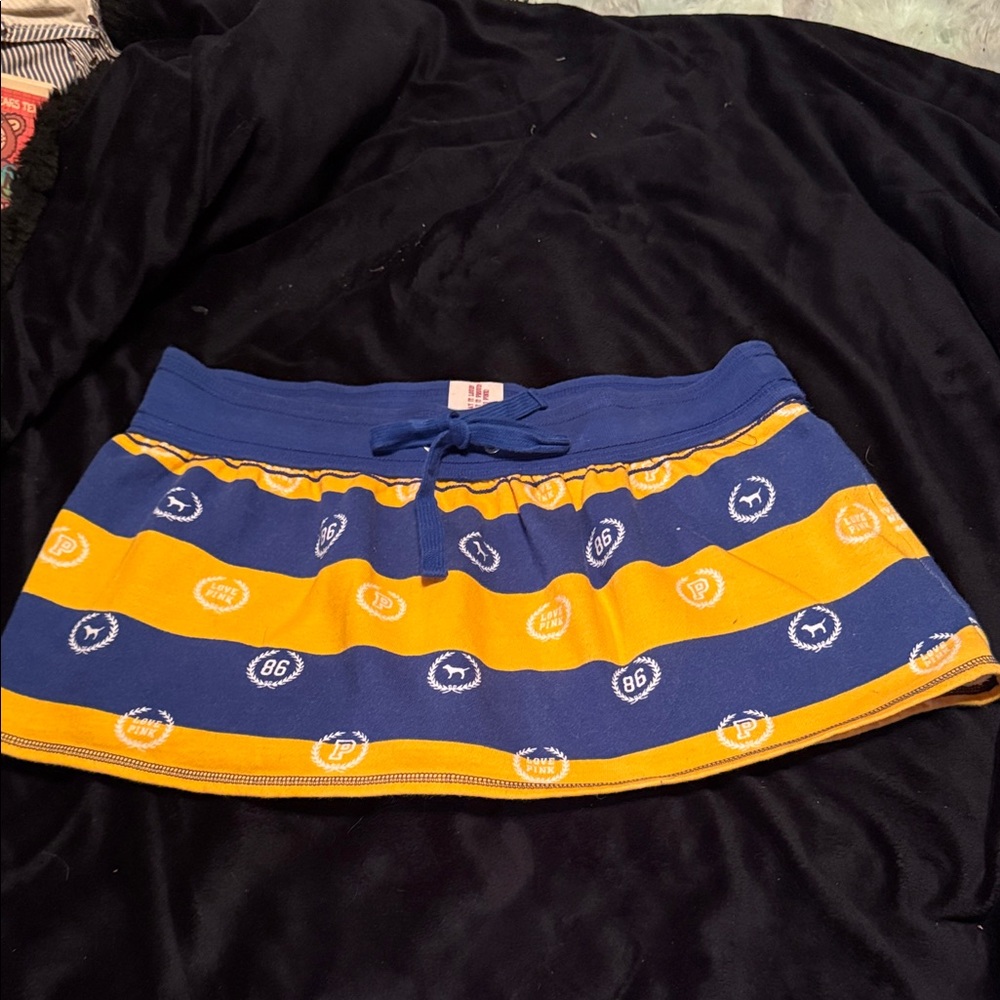 PINK Blue and Yellow Striped Women’s Skirt - Casual Athletic Style